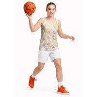 Anthurium Plumeria Lei Pastel Basketball Jersey Yellow Hawaiian Splendid Palaka LT01 - Polynesian Pride