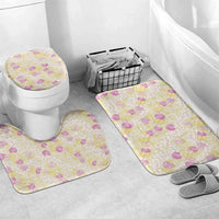 Anthurium Plumeria Lei Pastel Bathroom Set Yellow Hawaiian Splendid Palaka LT01 Mat Set Only (3 pcs) One Size Yellow - Polynesian Pride