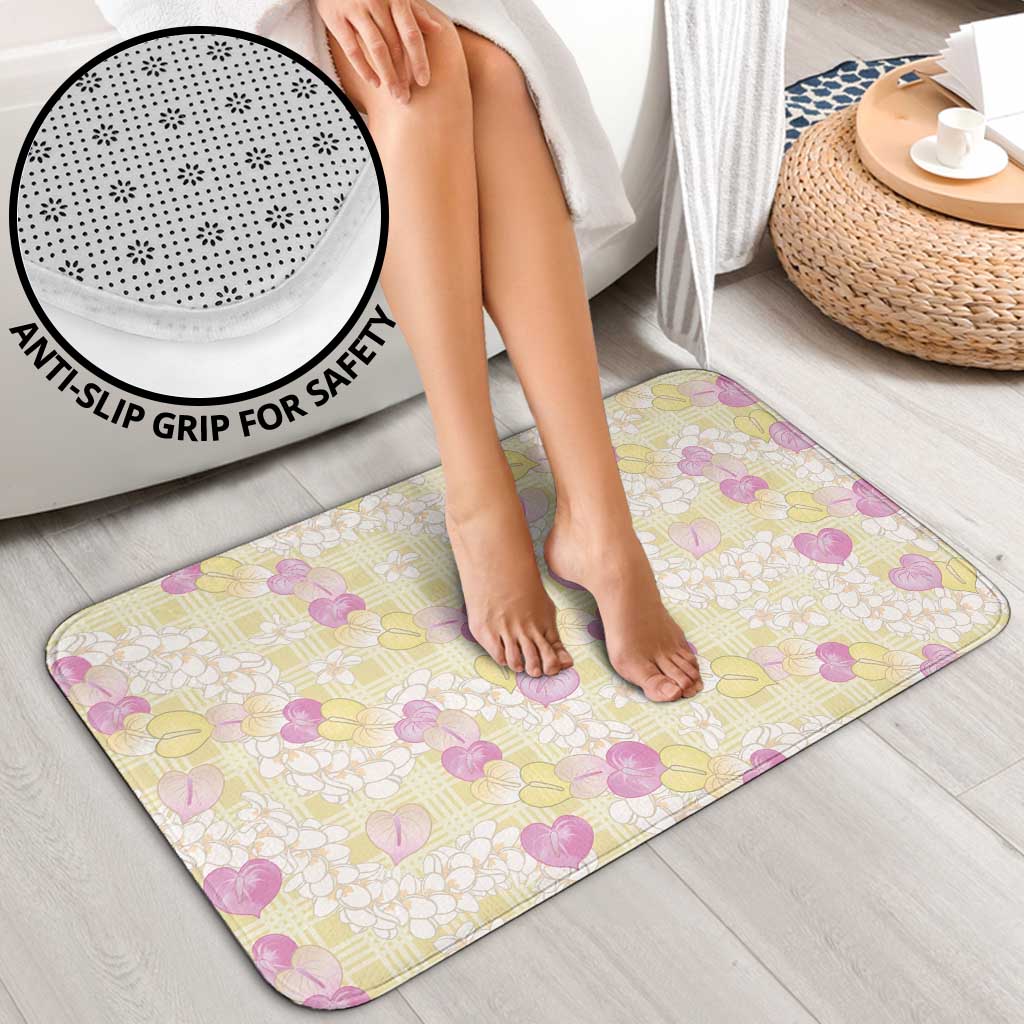 Anthurium Plumeria Lei Pastel Bathroom Set Yellow Hawaiian Splendid Palaka LT01 - Polynesian Pride