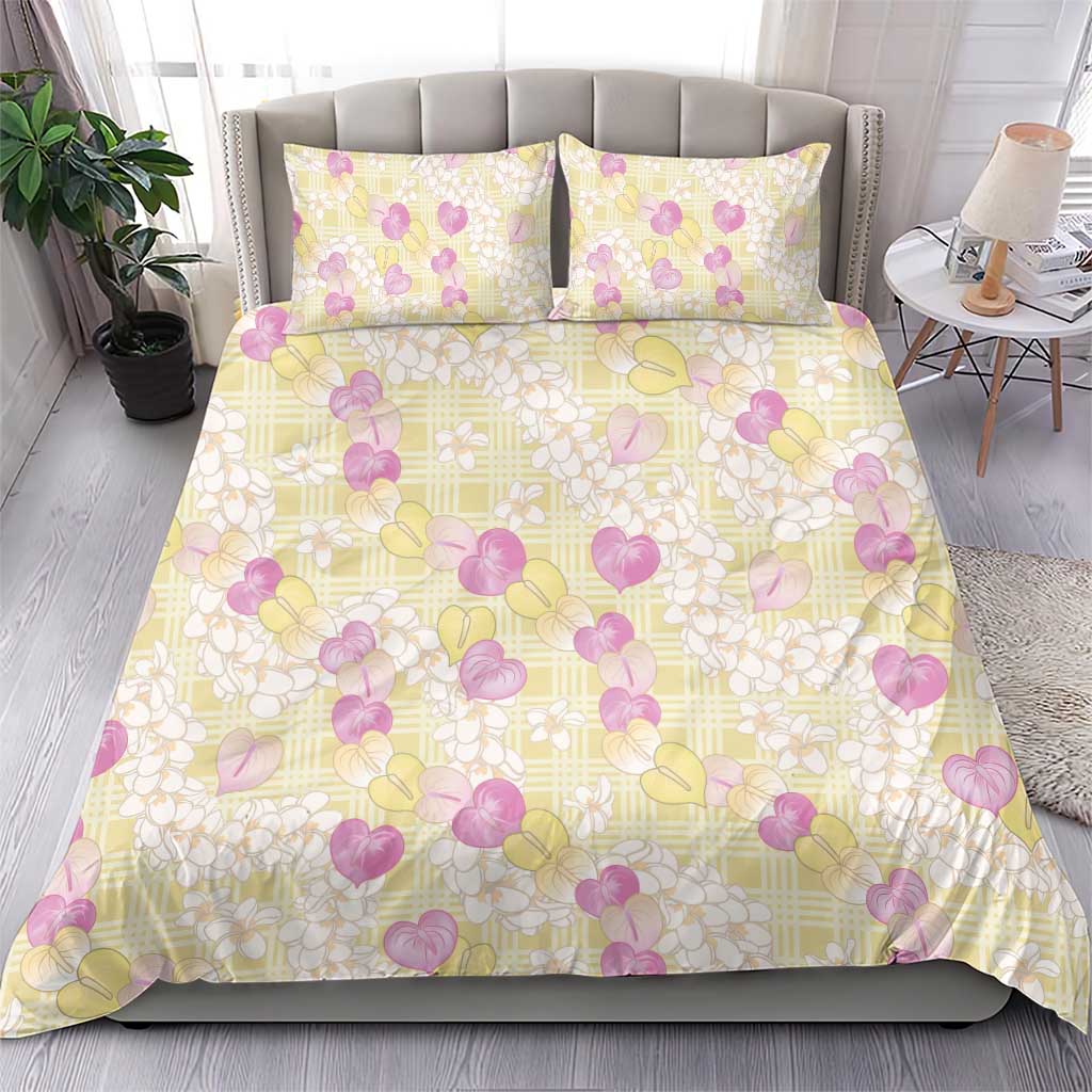 Anthurium Plumeria Lei Pastel Bedding Set Yellow Hawaiian Splendid Palaka