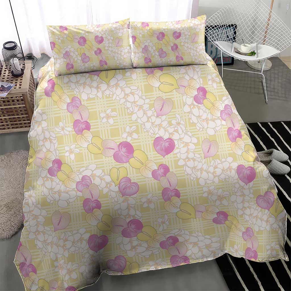 Anthurium Plumeria Lei Pastel Bedding Set Yellow Hawaiian Splendid Palaka