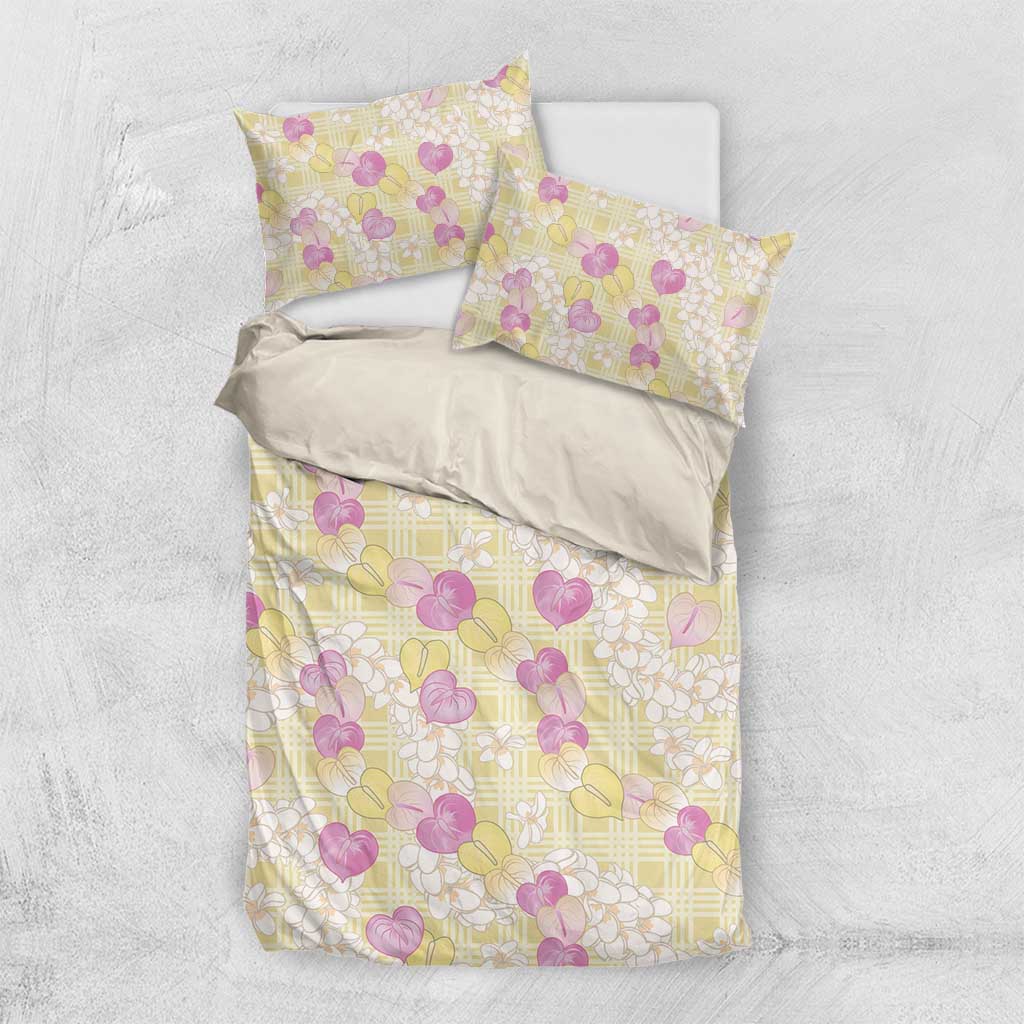 Anthurium Plumeria Lei Pastel Bedding Set Yellow Hawaiian Splendid Palaka