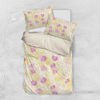 Anthurium Plumeria Lei Pastel Bedding Set Yellow Hawaiian Splendid Palaka