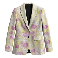 Anthurium Plumeria Lei Pastel Blazer Yellow Hawaiian Splendid Palaka LT01 Unisex Yellow - Polynesian Pride