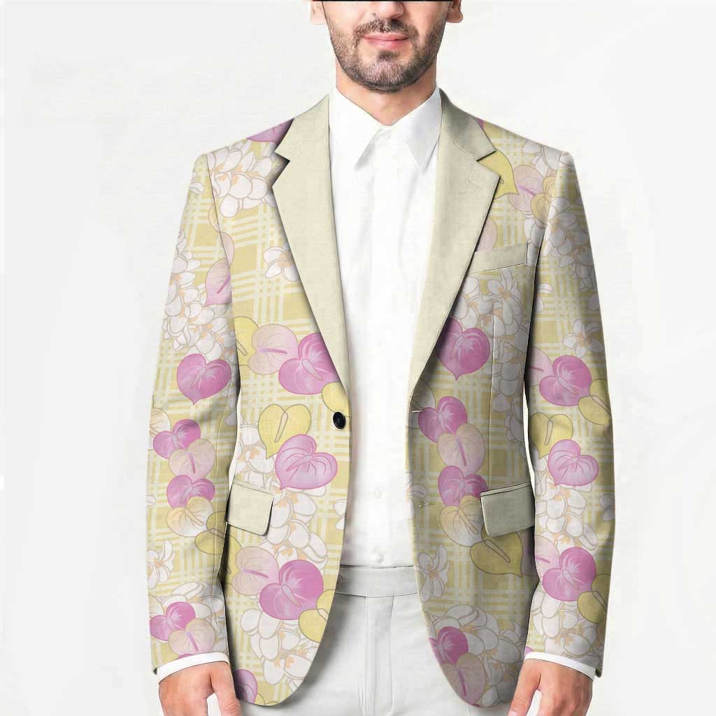 Anthurium Plumeria Lei Pastel Blazer Yellow Hawaiian Splendid Palaka LT01 - Polynesian Pride