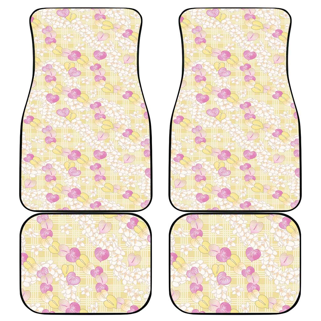 Anthurium Plumeria Lei Pastel Car Mats Yellow Hawaiian Splendid Palaka LT01 - Polynesian Pride