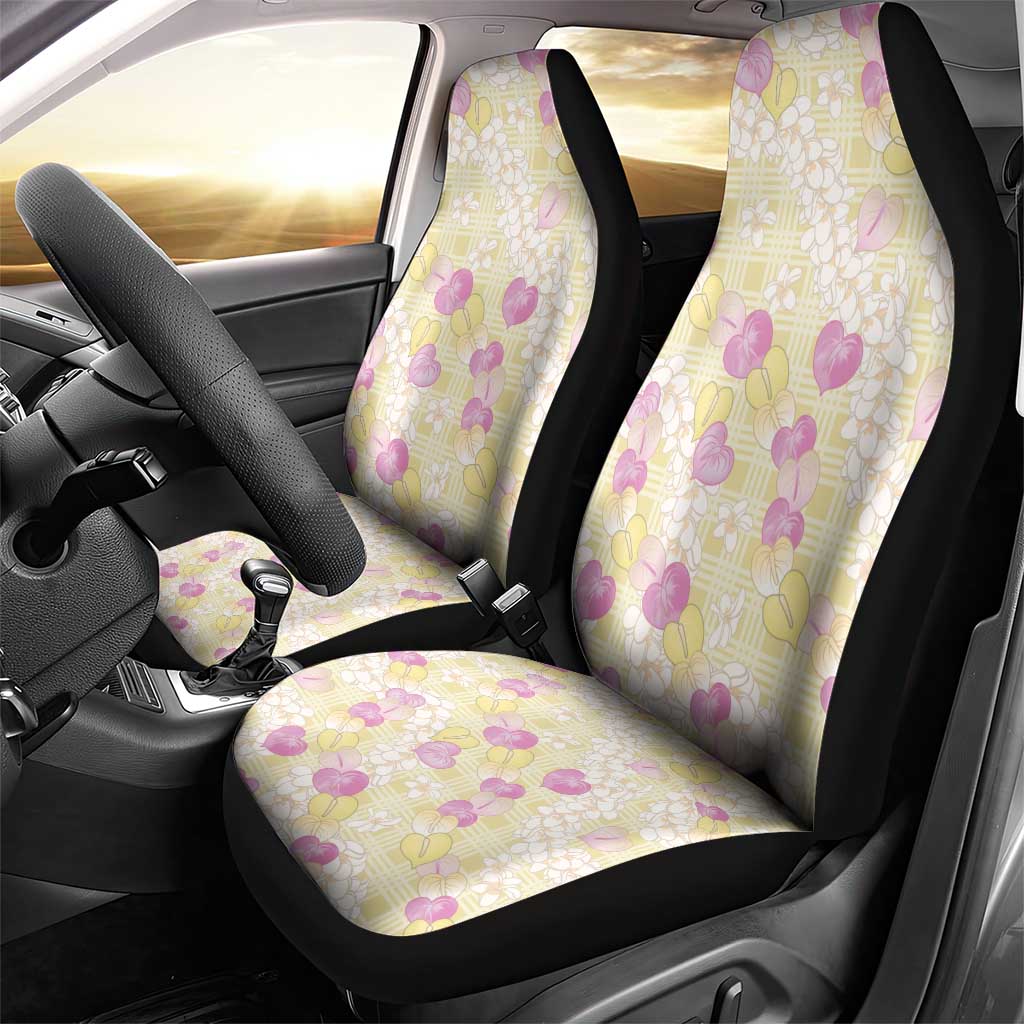 Anthurium Plumeria Lei Pastel Car Seat Cover Yellow Hawaiian Splendid Palaka LT01 - Polynesian Pride
