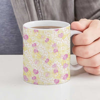 Anthurium Plumeria Lei Pastel Ceramic Mug Yellow Hawaiian Splendid Palaka