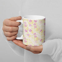 Anthurium Plumeria Lei Pastel Ceramic Mug Yellow Hawaiian Splendid Palaka