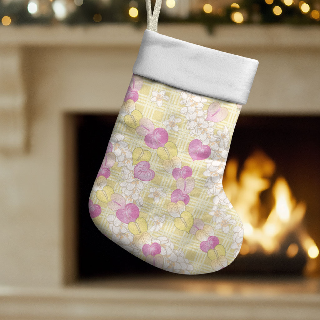 Anthurium Plumeria Lei Pastel Christmas Stocking Yellow Hawaiian Splendid Palaka