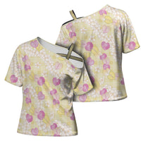 Anthurium Plumeria Lei Pastel Cross Shoulder Shirt Yellow Hawaiian Splendid Palaka LT01 - Polynesian Pride