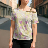 Anthurium Plumeria Lei Pastel Cross Shoulder Shirt Yellow Hawaiian Splendid Palaka LT01 - Polynesian Pride