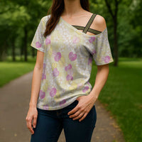 Anthurium Plumeria Lei Pastel Cross Shoulder Shirt Yellow Hawaiian Splendid Palaka LT01 - Polynesian Pride