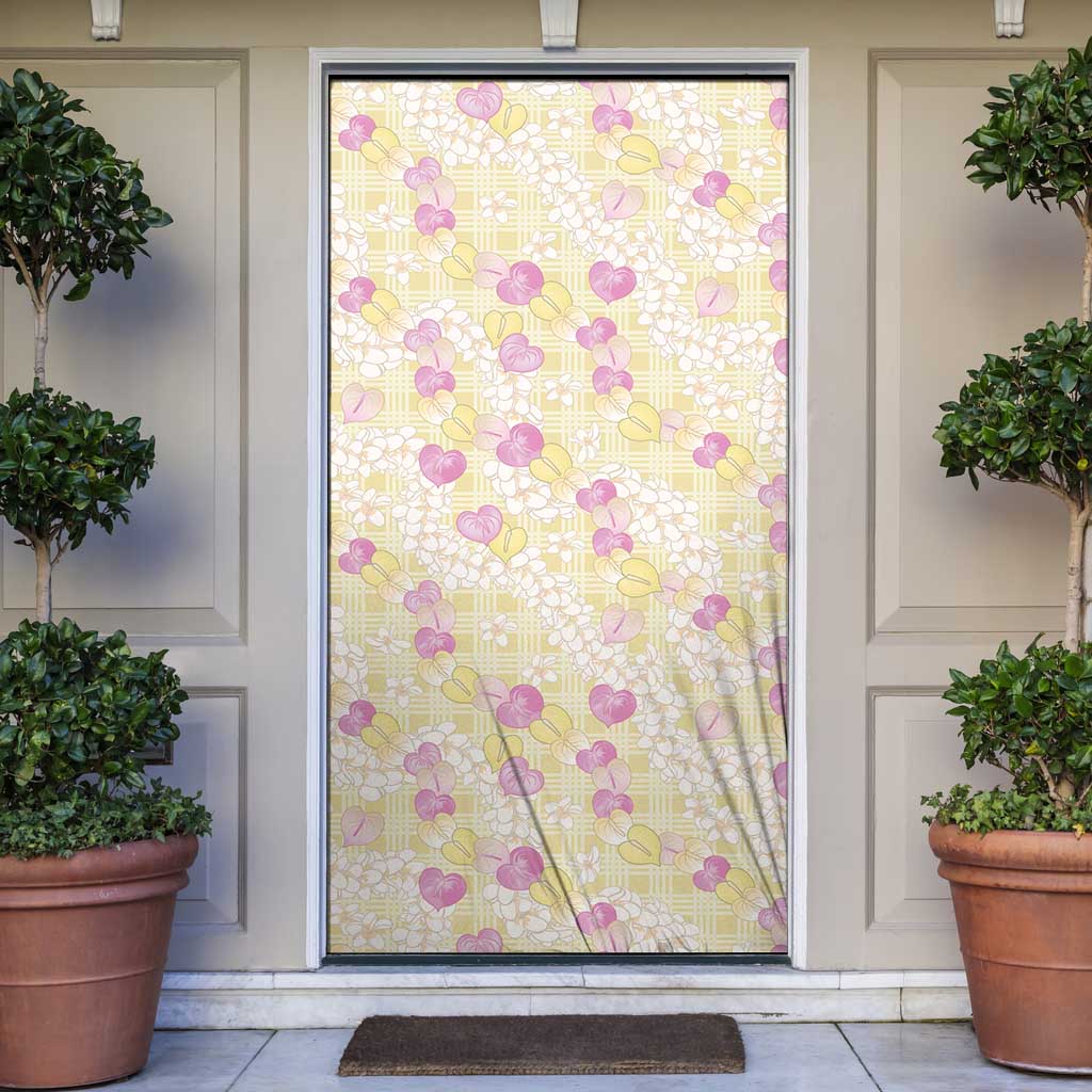 Anthurium Plumeria Lei Pastel Door Cover Yellow Hawaiian Splendid Palaka