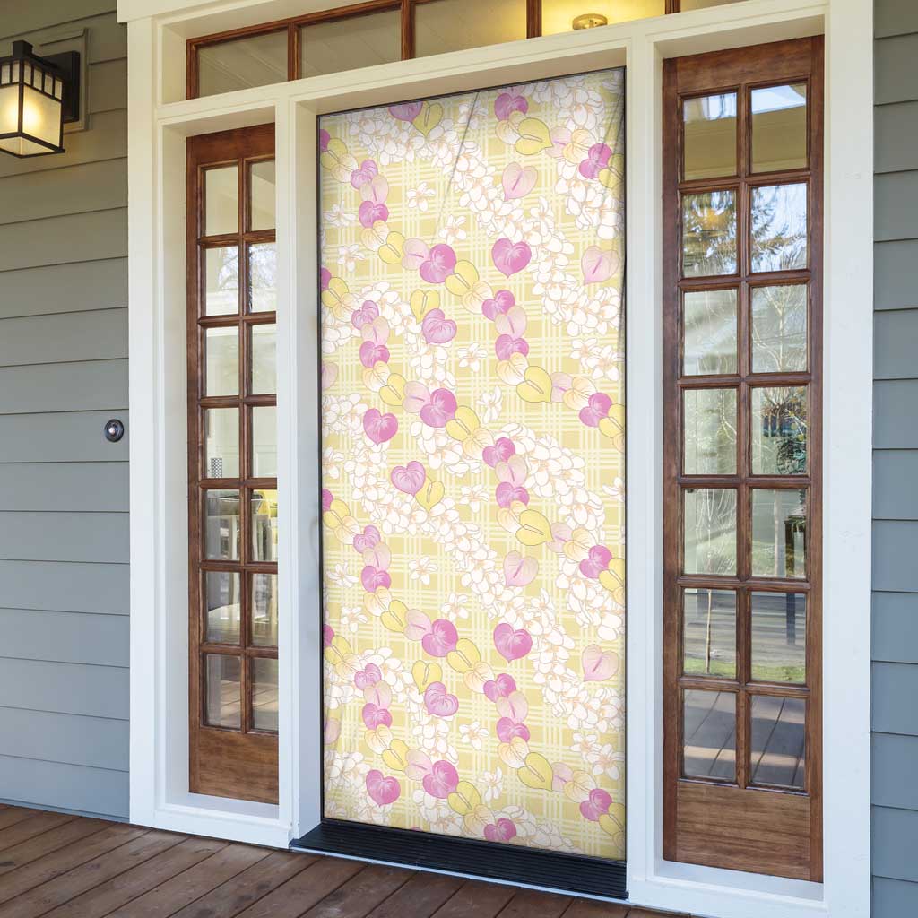 Anthurium Plumeria Lei Pastel Door Cover Yellow Hawaiian Splendid Palaka LT01 - Polynesian Pride