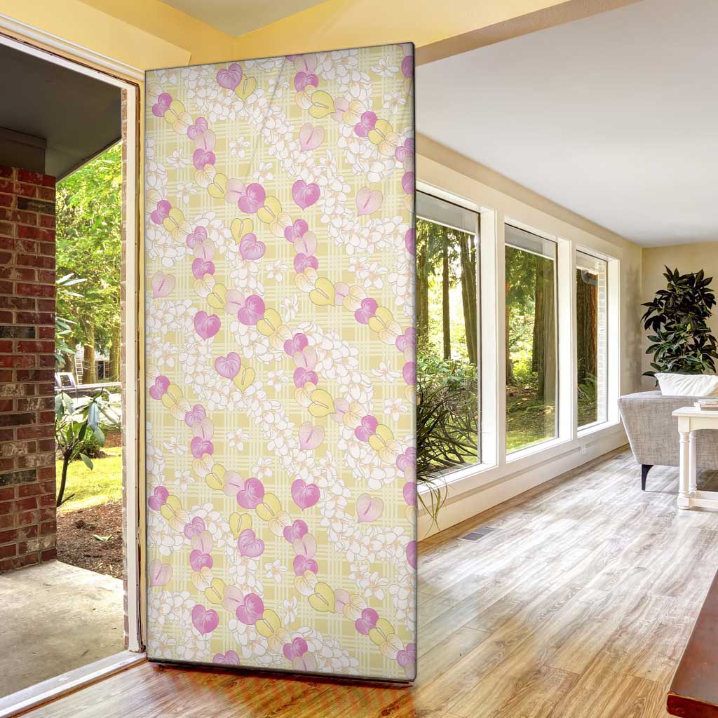 Anthurium Plumeria Lei Pastel Door Cover Yellow Hawaiian Splendid Palaka LT01 - Polynesian Pride