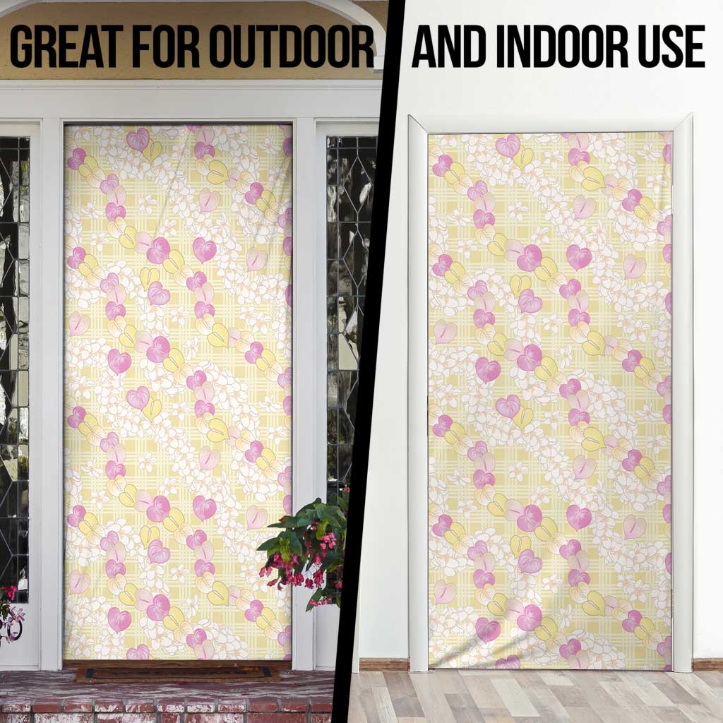 Anthurium Plumeria Lei Pastel Door Cover Yellow Hawaiian Splendid Palaka LT01 - Polynesian Pride