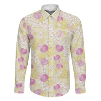 Anthurium Plumeria Lei Pastel Family Matching Long Sleeve Bodycon Dress and Hawaiian Shirt Yellow Hawaiian Splendid Palaka
