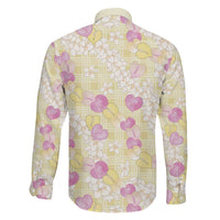 Anthurium Plumeria Lei Pastel Family Matching Long Sleeve Bodycon Dress and Hawaiian Shirt Yellow Hawaiian Splendid Palaka