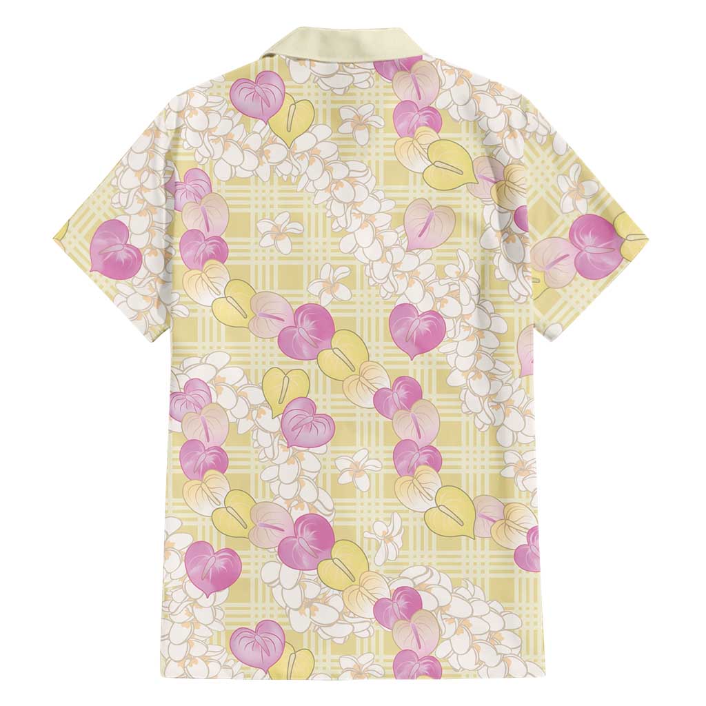Anthurium Plumeria Lei Pastel Family Matching Short Sleeve Bodycon Dress and Hawaiian Shirt Yellow Hawaiian Splendid Palaka