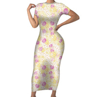 Anthurium Plumeria Lei Pastel Family Matching Short Sleeve Bodycon Dress and Hawaiian Shirt Yellow Hawaiian Splendid Palaka
