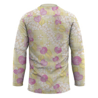 Anthurium Plumeria Lei Pastel Hockey Jersey Yellow Hawaiian Splendid Palaka LT01 - Polynesian Pride