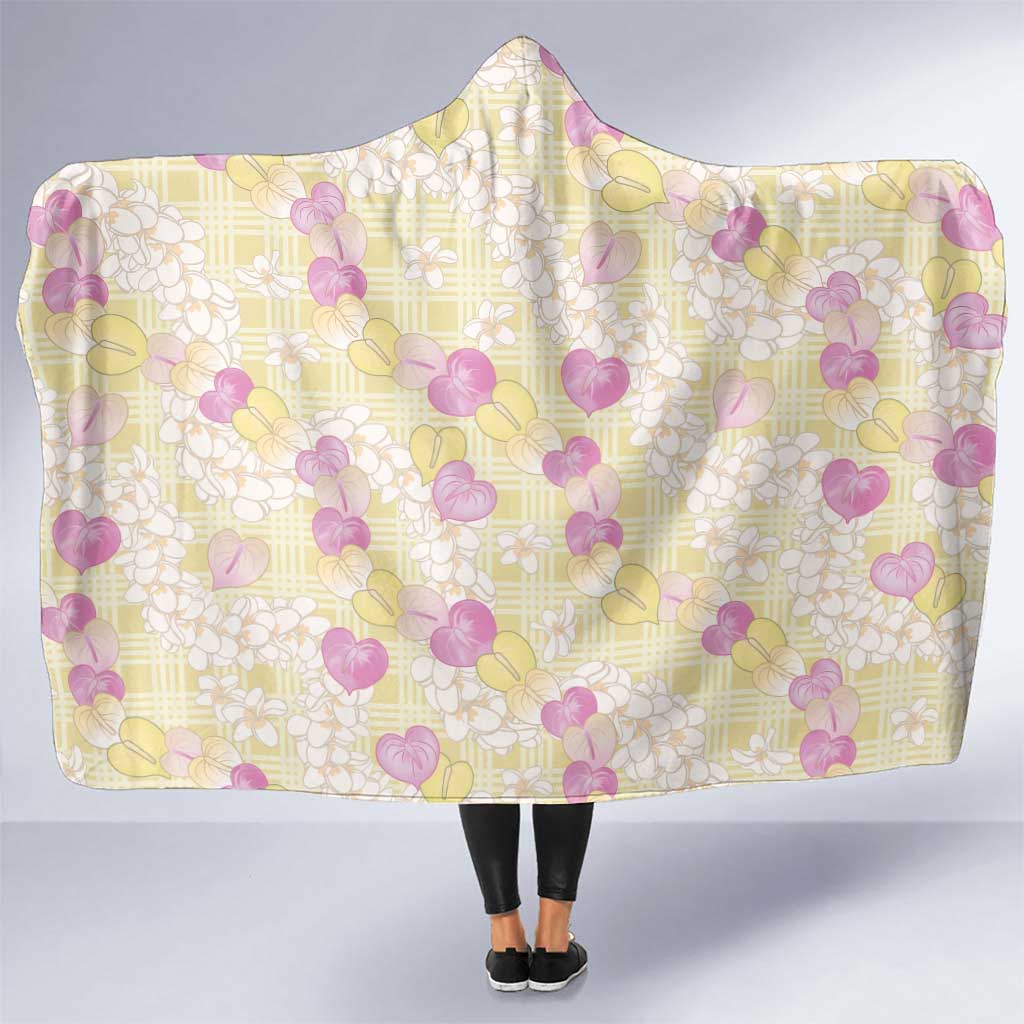 Anthurium Plumeria Lei Pastel Hooded Blanket Yellow Hawaiian Splendid Palaka