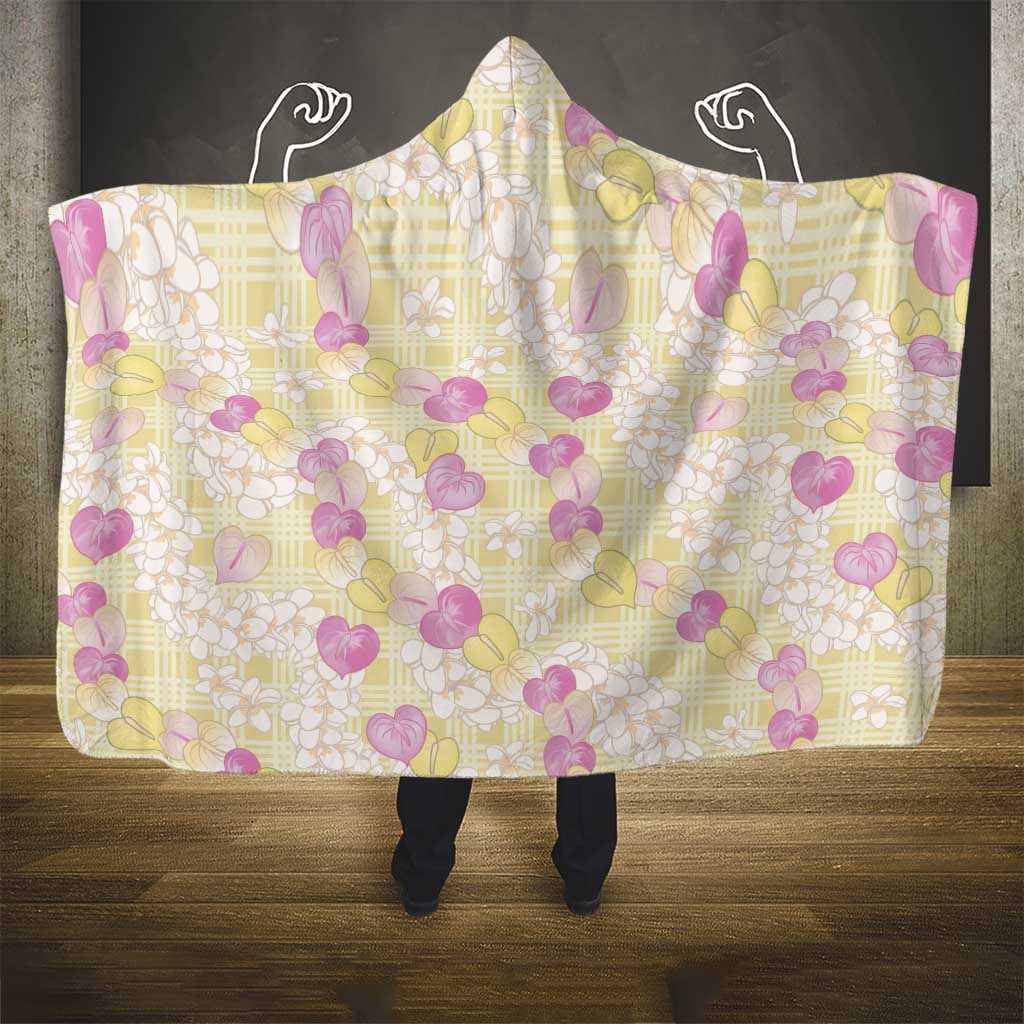 Anthurium Plumeria Lei Pastel Hooded Blanket Yellow Hawaiian Splendid Palaka LT01 - Polynesian Pride