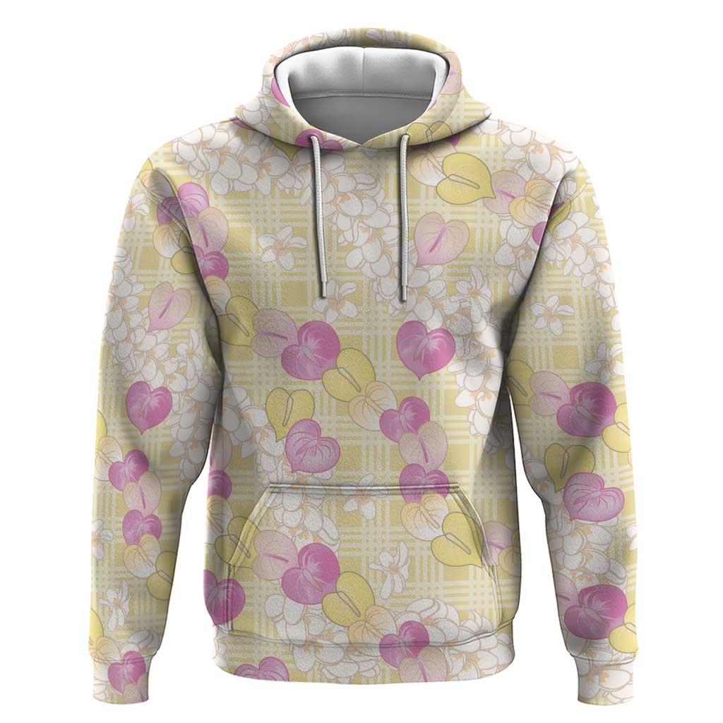 Anthurium Plumeria Lei Pastel Hoodie Yellow Hawaiian Splendid Palaka