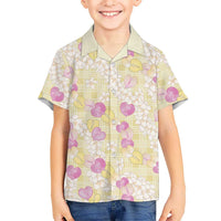 Anthurium Plumeria Lei Pastel Kid Hawaiian Shirt Yellow Hawaiian Splendid Palaka