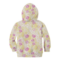 Anthurium Plumeria Lei Pastel Kid Hoodie Yellow Hawaiian Splendid Palaka LT01 - Polynesian Pride
