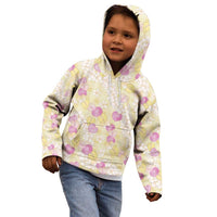 Anthurium Plumeria Lei Pastel Kid Hoodie Yellow Hawaiian Splendid Palaka LT01 - Polynesian Pride
