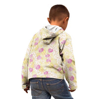 Anthurium Plumeria Lei Pastel Kid Hoodie Yellow Hawaiian Splendid Palaka LT01 - Polynesian Pride