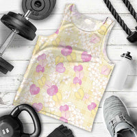 Anthurium Plumeria Lei Pastel Men Tank Top Yellow Hawaiian Splendid Palaka