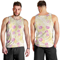 Anthurium Plumeria Lei Pastel Men Tank Top Yellow Hawaiian Splendid Palaka