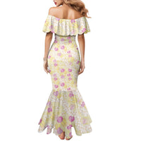 Anthurium Plumeria Lei Pastel Mermaid Dress Yellow Hawaiian Splendid Palaka LT01 - Polynesian Pride