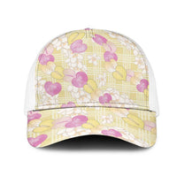 Anthurium Plumeria Lei Pastel Mesh Trucker Cap Yellow Hawaiian Splendid Palaka LT01 One Size White Yellow - Polynesian Pride