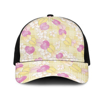 Anthurium Plumeria Lei Pastel Mesh Trucker Cap Yellow Hawaiian Splendid Palaka LT01 One Size Black Yellow - Polynesian Pride
