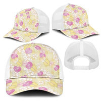 Anthurium Plumeria Lei Pastel Mesh Trucker Cap Yellow Hawaiian Splendid Palaka LT01 - Polynesian Pride