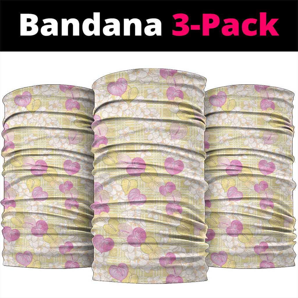 Anthurium Plumeria Lei Pastel Neck Gaiter Yellow Hawaiian Splendid Palaka LT01 package One Size: 25*50cm Yellow - Polynesian Pride