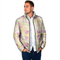 Anthurium Plumeria Lei Pastel Padded Jacket Yellow Hawaiian Splendid Palaka LT01 - Polynesian Pride
