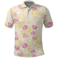 Anthurium Plumeria Lei Pastel Polo Shirt Yellow Hawaiian Splendid Palaka