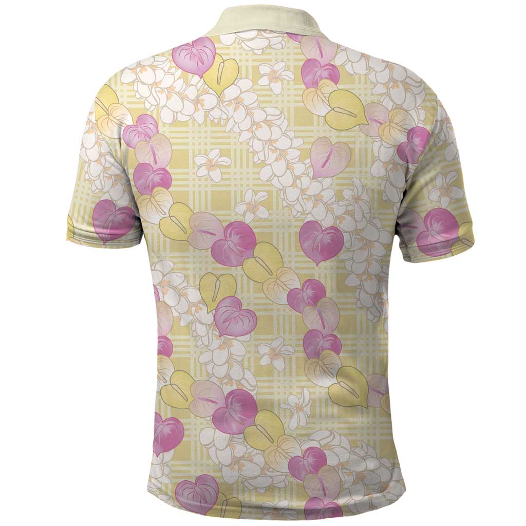 Anthurium Plumeria Lei Pastel Polo Shirt Yellow Hawaiian Splendid Palaka