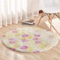 Anthurium Plumeria Lei Pastel Round Carpet Yellow Hawaiian Splendid Palaka LT01 - Polynesian Pride