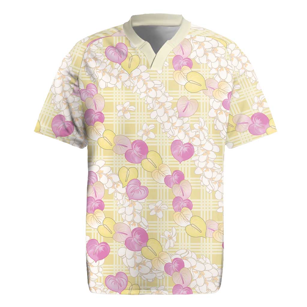 Anthurium Plumeria Lei Pastel Rugby Jersey Yellow Hawaiian Splendid Palaka
