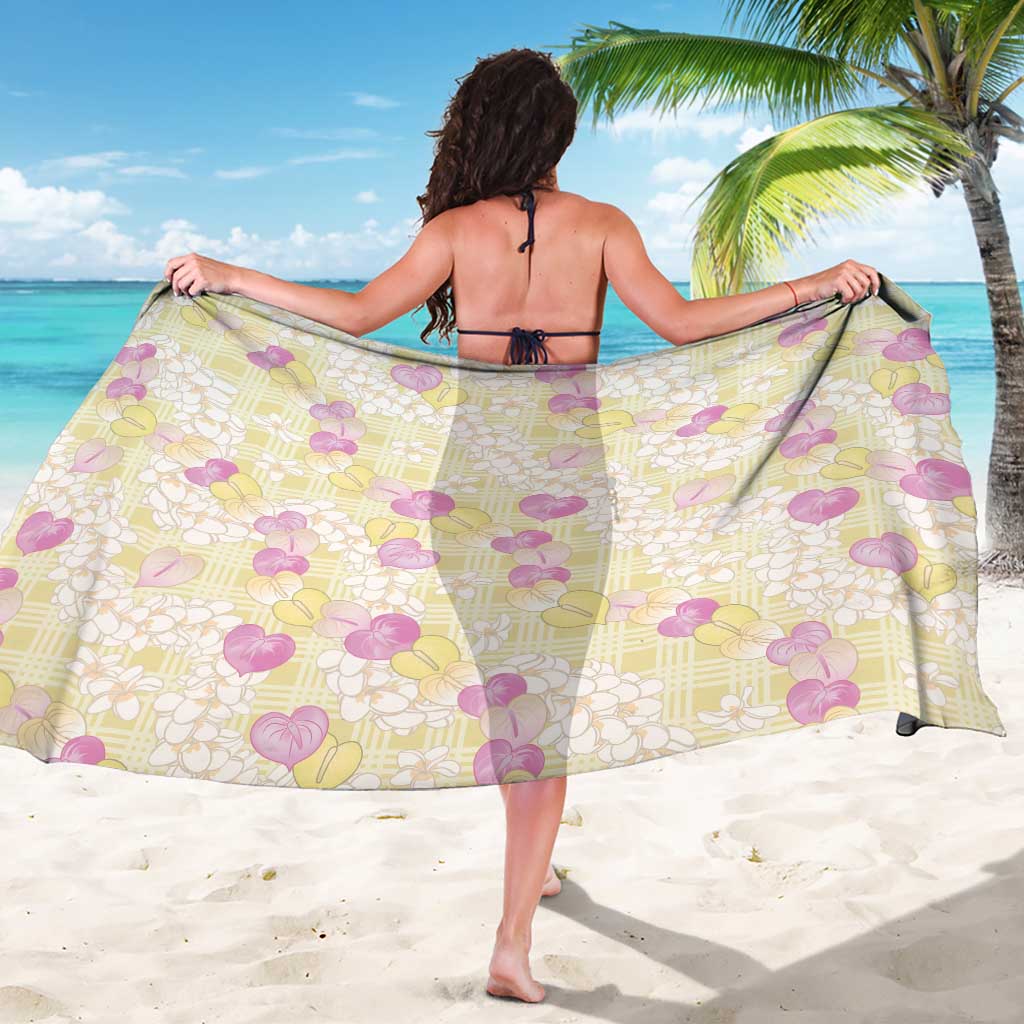 Anthurium Plumeria Lei Pastel Sarong Yellow Hawaiian Splendid Palaka LT01 - Polynesian Pride