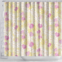 Anthurium Plumeria Lei Pastel Shower Curtain Yellow Hawaiian Splendid Palaka LT01 - Polynesian Pride