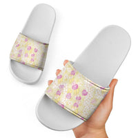 Anthurium Plumeria Lei Pastel Slide Sandals Yellow Hawaiian Splendid Palaka LT01 - Polynesian Pride