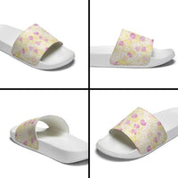 Anthurium Plumeria Lei Pastel Slide Sandals Yellow Hawaiian Splendid Palaka LT01 - Polynesian Pride