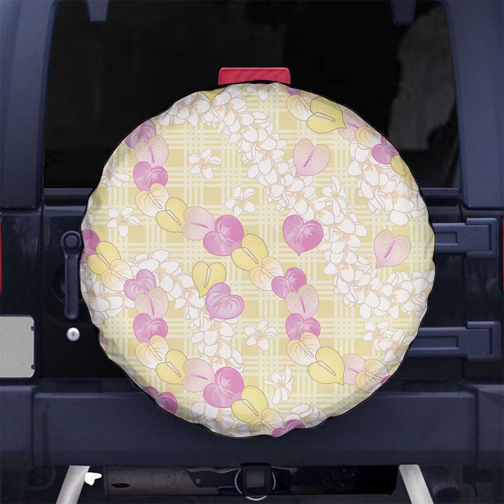 Anthurium Plumeria Lei Pastel Spare Tire Cover Yellow Hawaiian Splendid Palaka LT01 No hole Yellow - Polynesian Pride